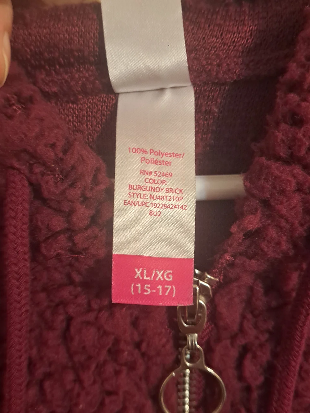 No Boundaries Burgundy Sherpa Half-Zip Hoodie Sweater